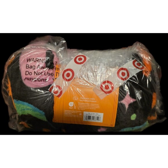 Pumpkin Printed Plush Halloween Throw Blanket Black - Hyde & EEK! Boutique NEW - Picture 4 of 4